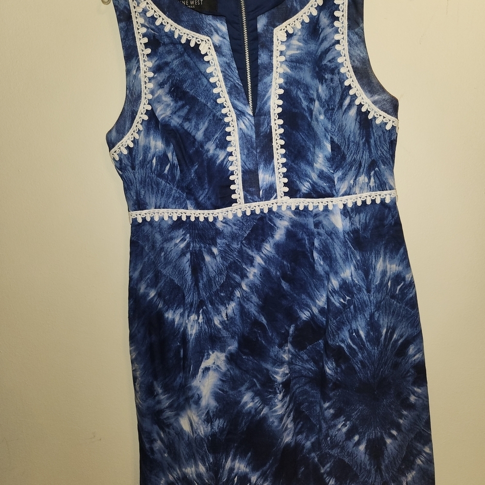 Nine West Blue Tie-Dye Mini Dress